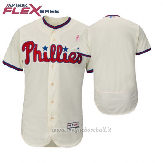 Maglia Baseball Uomo Philadelphia Phillies Crema 2018 Dia de la Madre Flex Base